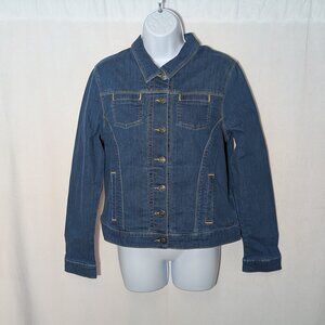 SAINT JAMES FRANCE denim jacket Sz 10 or M ENGRAVED BUTTONS FRENCH CASUAL *A GEM